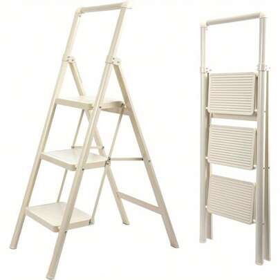 Foldable Heavy Duty Step Ladder With Handrail Sturdy Stepladder For Home, Kitchen Library (Max Load 250kg)