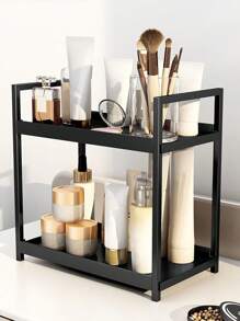 Two Tier Desktop Organizer For Bathroom Cosmetics, Vanity, And Multi-Functional Kitchen Plastic Storage