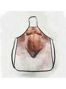 1 Stück Herren Küchenschürze mit Bierbauch Aufdruck - Polyester, Webstoff, ideal für BBQ & Party, perfektes Geschenk zum Vatertag