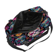 Elegant Travel Bag/Duffel Bag/Yoga Bag/Gym Bag, Skull Flower/Colorful Skull Design, Suitable For Travel, Daily Carry, Fitness, Snow, Camping, Outdoor Activities Holiday Essentials Holiday Travel Essentials Travel Accessories Bag For School School Accessories School Stuff