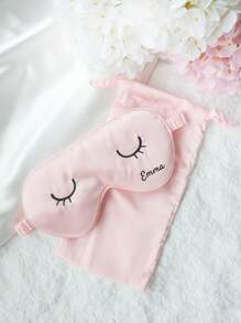2PCS Personalized Name Eye Mask With A Storage Bag Custom Sleep Mask Personalized Silky Soft Satin Eyemask Wedding Favor Lustrous Imitation Silk Satin Cute Closed Eyes Sleep Mask Set Wedding Favors Gift For Women Best Bridesmaid Gift Bridal Party Gift - Multicolor - View 10