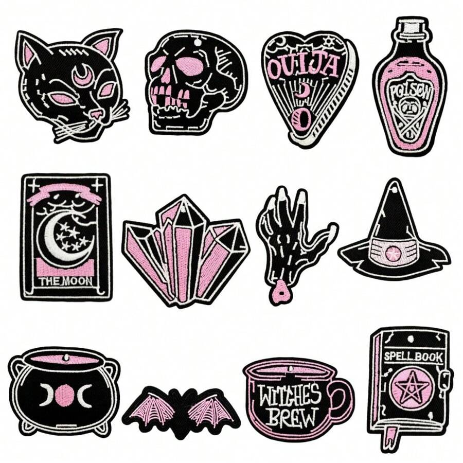 12/16/50 Stück Cartoon Dunkelherz Bügelbild Patches, aufnähbare bestickte Applikations-Reparaturflicken, DIY Bastelprojekte für Weihnachten, Valentinstag, Kleidung, Jacke, Jeans, Hose, Kleid, Rucksack, Hut, Dekorationen, Geschenke