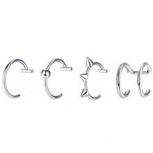 1/4Pcs Fashion Men's Fake Lip Ring Stainless Steel Personalized Non-Piercing Lip Stud Punk Style Lip Ring For Women Daily Wear Jewelry Gift