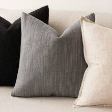 1pc Country Bohemian Minimalist Solid Color Throw Pillow Cover - Grey - View 5