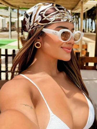 1 PIEZA Pañuelo cuadrado de seda estampada con cadena bohemia para mujer, accesorio de verano multifuncional vintage de 50CM, accesorios para el cabello, pañuelo para el cabello, apto para uso diario y regalos de vacaciones