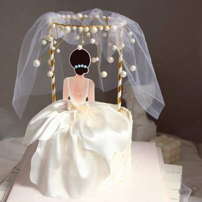 1 件/3 件漂亮背景礼服女孩蛋糕装饰蝴蝶结母亲节快乐女王剪影图案女孩生日派对蛋糕装饰