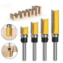 Kit 4 Fresa Tupia Haste Paralela Rolamentada 6mm Modelo - Amarelo/Prata - Visão 1