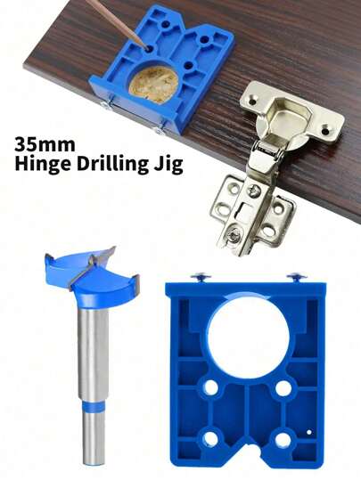 1/2Pcs 35mm Concealed Hinge Jig Kit, Wood Drilling Hole Saw Set, Woodworking Drilling Tool, Wood Cutter For Face Frame Cabinet Cupboard Door Hinges,Tools For Men