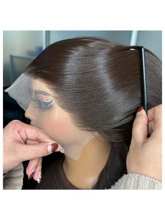 Peluca de cabello humano recto de 36 pulgadas con descuento, densidad del 180%, peluca frontal de encaje de 13x4, peluca de cabello humano para mujeres, peluca frontal de encaje transparente pre-cortada de cabello humano con densidad del 180%, peluca de cabello humano recto sin pegamento, peluca de cabello humano sin pegamento con cabello de bebé pre-arrancado, peluca frontal de encaje transparente cortada para un aspecto natural y un estilo versátil, accesorio de cabello elegante adecuado para Halloween, Navidad y como regalo para mujeres (pelucas bob de 6-16 pulgadas)