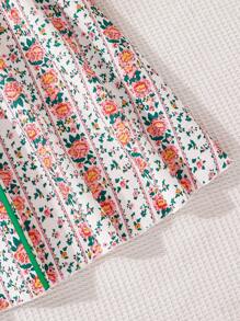 Left Mama 女童甜美复古风无袖碎花连衣裙，适合海滩度假，夏季