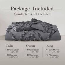 Oli Anderson Tufted Duvet Cover Queen Size, Soft And Lightweight Duvet Covers Set For All Seasons, 3 Pieces Boho Embroidery Shabby Chic Bedding Set (Beige, Queen, 90" X 90") - 灰色 - 查看 6