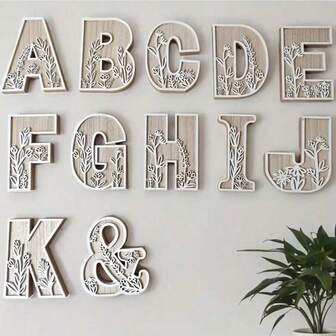 1 st snidad blommig träbokstav, rustik träbokstavsväggdekoration, rumsnamnsskylt, väggkonstbokstav med vilda blommor, bröllopsdekorationsbokstav, fransk lantlig stil, bästa heminredningspresenten för födelsedag, mors dag, vänner