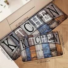 1pc/2pcs Classic Dark-Colored Wood Grain Pattern Kitchen Floor Mat, High Rebound Memory Foam, Water Absorbent, Anti-Slip, Suitable For Kitchen, Bathroom, Hallway, Entryway, Dining Room And Other Home Decor