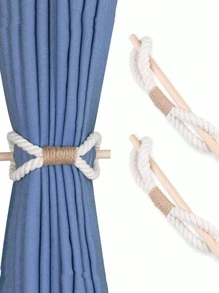 1 件北欧实木棒粗绳窗帘架，简易窗户固定窗帘绑绳卧室，客厅装饰窗帘绑带，窗帘扣，窗帘绑带窗帘固定手工窗帘绑带带木棍绳绑带窗帘适用于客厅厨房家居装饰客厅厨房装饰窗帘卧室