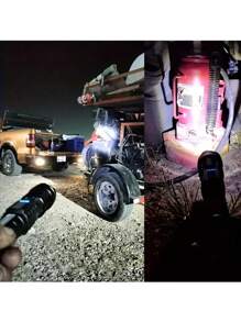 1pc Multifunctional Ultra Bright Flashlight, 7 Modes, Type-C Rechargeable Flashlight With Lithium Battery, Adjustable Focal Length, COB Side Light, Black Flashlight, Suitable For Outdoor Hiking/Camping/Fishing/Hiking