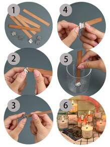 30pcs/Set Wooden Candle Wicks With 30pcs Metal Bases, Smokeless Natural Wooden Wicks, Trimmable, Suitable For Making Scented Candles, DIY Candle Holders, Soy Wax Wicks With Holders, Candle Making Supplies