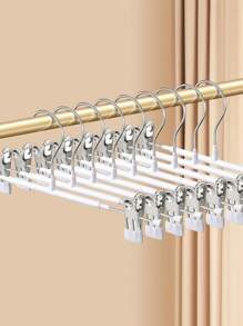 25 Pack Pants & Skirt Hangers With Clips, Metal Non-Slip Pants Hangers For Jeans Clothes Hangers, Ladies Shorts Hangers, Space Saving Clothing Hangers, Suitable For Adults, Men, Women,