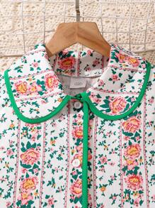 Left Mama 女童甜美复古风无袖碎花连衣裙，适合海滩度假，夏季