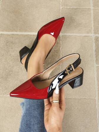 Women's Elegant Pointed Toe Chunky Heel Backless Fashion Sandals