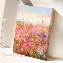 1 szt. Różowy wiosenny dziki kwiat botaniczny plakat artystyczny bez ramki nowoczesny współczesny styl - estetyczny kolorowy kwiat boho obraz na płótnie wydruk do wystroju Cottagecore, minimalistyczny kwiatowy obraz ścienny, poziomy wydruk artystyczny tuszem na powierzchni płótna