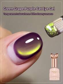 annies 1 pièce de 10 ml Vernis à ongles gel magnétique semi-permanent, effet cristal œil de chat, couleur pourpre raisin, vert clair. Durcissement UV LED, dépose par trempage, idéal pour les ongles DIY
