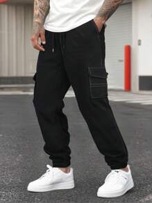 Yemwry Men's Front Drawstring Pocket Casual Cargo Pants, Versatile Gift For Husband Or Boyfriend