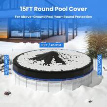 15 Ft Round Pool Cover, Solar Covers For Above Ground Pools, Summer Pool Cover Protector With Pool Cover Accessories, Round Hot Tub Cover Ideal For Waterproof And Dustproof (Black)