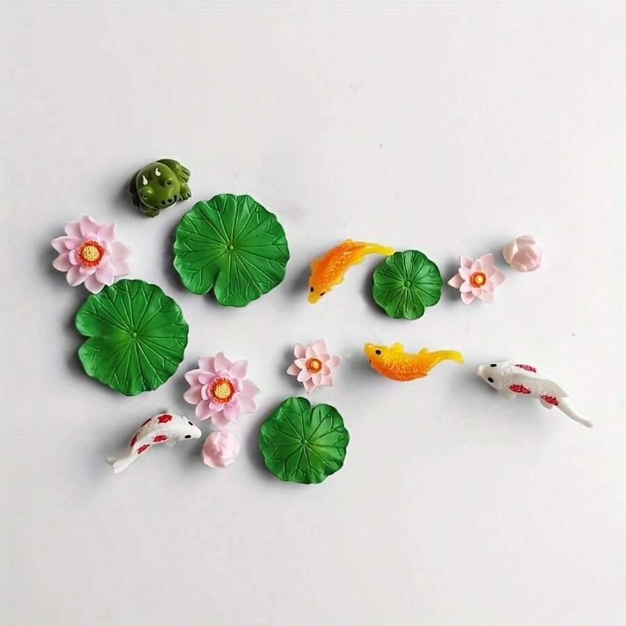 15pcs Decorative Creative Koi Fish & Cartoon Animal 3D Magnet Fridge Stickers - Multicolor - View 1