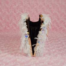 1 Elegant And Fashionable Shiny Corduroy Evening Bag, Suitable For Women's Wedding Clutch Bags At Parties And Dances, Diagonal Cross Bag - White - View 5