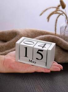 1 pieza Calendario de madera DIY minimalista rosa y blanco, artesanía decorativa de escritorio para decoración de hogar de alta gama, artículos escolares