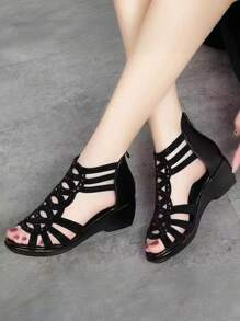 Sandalias deportivas de plataforma con strass para mujer de talla grande, cómodas y versátiles, de estilo romano, zapatos de moda para madres