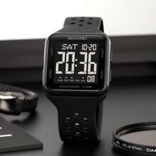SKMEI 2440 数字男士双时区手表休闲简约多功能腕表 50 米防水 LED 手表 - 均碼 - 查看 3