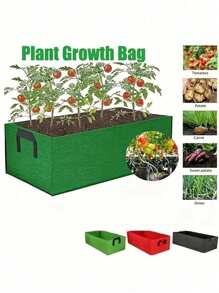 1 件布艺高架花园床方形花园花卉种植袋蔬菜种植袋花盆花卉带手柄适用于花卉蔬菜植物、土豆、矩形种植容器适用于室内外园艺 - 彩色 - 查看 1