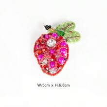 1pc Handmade Beaded Fruit Patch - Cute Embroidered Lemon And Peach Appliques, For Hats And Clothing Accessories, Vibrant Yellow And Green, Decorative Fabric Sticker, Hat Decoration | Playful Design | Handcrafted Appearance, Fruit Decor, Suitable For Holiday Decorations Gifts, Easter, Halloween, Teacher's Day, Mother's Day Holiday Party Gifts