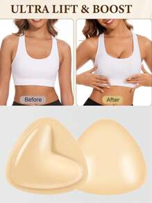 Adhesive Bra Inserts, Double Sided Adhesive Push Up Inserts, Reusable Bra Pad Inserts For Bikini Bras - 3/1 Pack