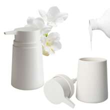 2-Pack Bathroom Lotion Dispenser Bottles - Sleek & Functional Refillable Containers For Shower Or Sink Home Bathroom Decor Summer Back To School - White - View 3