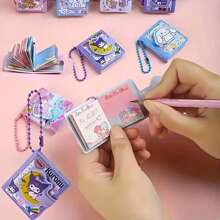 Sanrio 2pcs Sanrio Mini Shared Notebooks, With Colorful Pages And Pockets, Cute Couple Memo Pads, Creative, Hanging Style Cartoon New Rilakkuma Mini Sharing Notebook 50 Sheets, Student Fashion Waterproof Leather Cover With Beaded Chain Diary, Children Mini Pocket Notebook, Cartoon Memo Pad, Kuromi Bean Bag New Style. (Random Style & Color) School Supplies, School Essentials, Back To School, School, Back To School Supplies