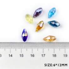 50 hạt 6*12mm hình giọt nước trong suốt nhiều màu sắc, lỗ ngang, dùng làm đồ trang sức, hạt pha lê thủy tinh dùng làm hoa tai, vòng tay, vòng cổ tự làm - Lỗ bên giọt nước - Xem 2