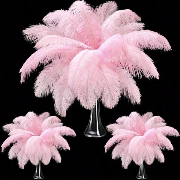 10pcs Artificial Pink Feather 20-25cm Wedding Center Decorations, Home Decorations, Flower Arrangement, DIY Christmas Decorations, Clothing, Headwear Accessories