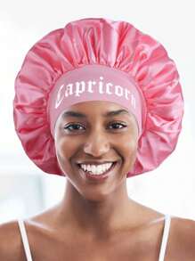 Custom Printed 12 Constellations Personalized Hair Hats, Satin Wide Brim Oriental Hats For Sleeping, Suitable For Curly And Straight Hair, Very Comfortable Hair Hats, Beautiful Women's Hats, Personalized Letter Printed Women's Hair Hats, Gift Hats For Women