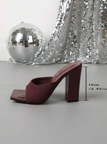 女士优雅系带高跟凉鞋 - 酒紅色 - 查看 3