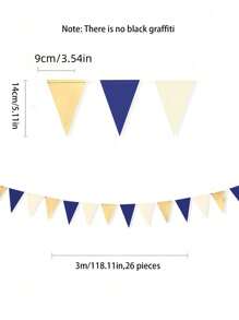 1 件海军蓝金色和米色派对装饰皇家蓝金色三角旗毕业典礼婚礼新娘送礼会航海 Ahoy Achor 主题派对装饰用品，毕业装饰