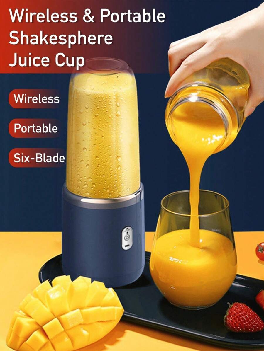 RAF Wireless & Portable Shakesphere Juice Cup, Portable Rechargeable Small Juicer, Household Multi-Function Juicer For Student Dormitories,Includes Sport Cap, Lock, PCTG Grade, 21000 RPM, 6 Blades, Rechargeable 1500 MAh Fruit Juicer, 400ml Capacity - Multicolor - View 1