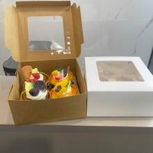 2pcs/5pcs/10pcs/50pcs 1/2/4/6/12 Hole Cupcake Boxes With Clear Window, Muffin Tart Container, White Paper Board Boxes For Cookies, Snacks, Desserts, Cake House, Party Gifts, Bakery Packaging, Cooked Food Gift Boxes, Baking Supplies - Paper - View 6