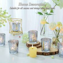[4/6/12pcs Available] Wish Lamp Candle Set | Gold, Silver, Blue Straight Up Candle Holders | Lead-Free Thick Glass | Holiday/Wedding/Birthday/Christmas Decor | Ins-Style Home Atmosphere Lighting