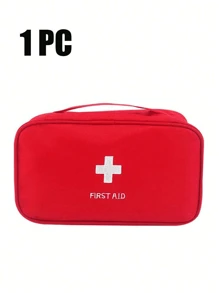 1 pieza Botiquín de primeros auxilios de viaje portátil, bolsa resistente al agua con parche bordado de cruz para almacenamiento de emergencias médicas, bolsa de medicamentos