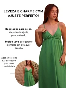 Women's Backless Dress With Long, Loose Neckline And Thin Straps - 查看 3
