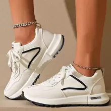scarpe sportives casual e confortevoli da donna con punta tonda e lacci - Blu - Visualizzare 8