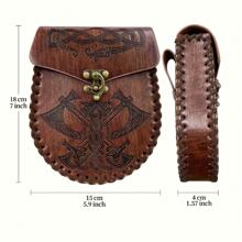 4 pièces/set Costume de guerrier viking en PU décontracté, comprend la tenue viking, le sac de taille, style renaissance, synthétique