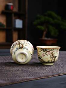 1/2/3 件汝窑复古陶瓷茶杯和茶壶，中式经典吉祥方形功夫茶具，优雅小茶杯，适合居家、茶室或客人，是返校的理想礼物